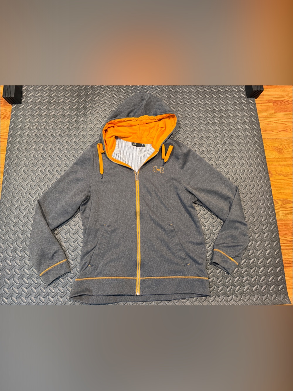 Men’s Under Armour Charcoal Hoodie with Orange Hood and Accents